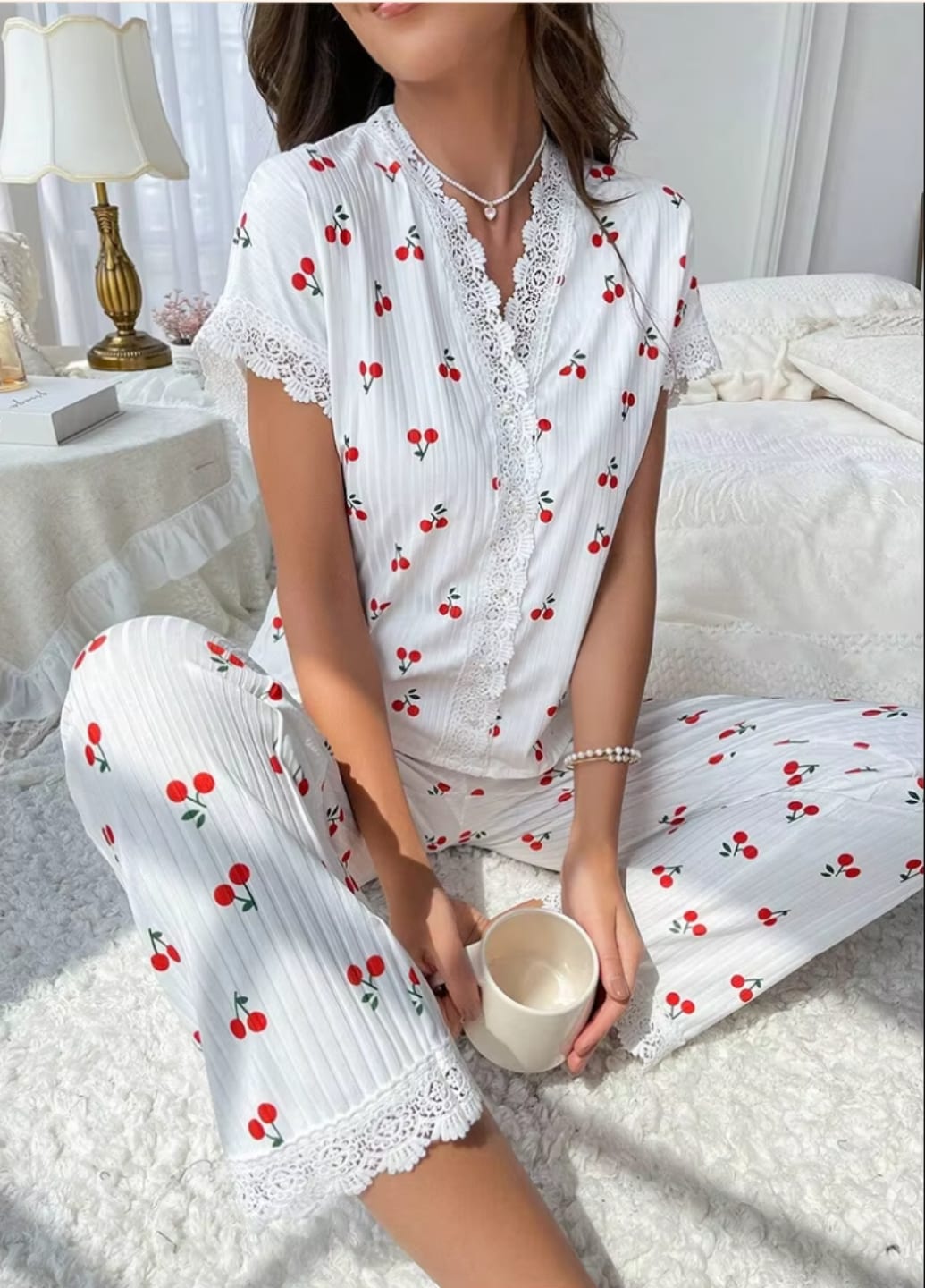 Зручний жіночий домашній комплект для сну та дому Perfect Cherry