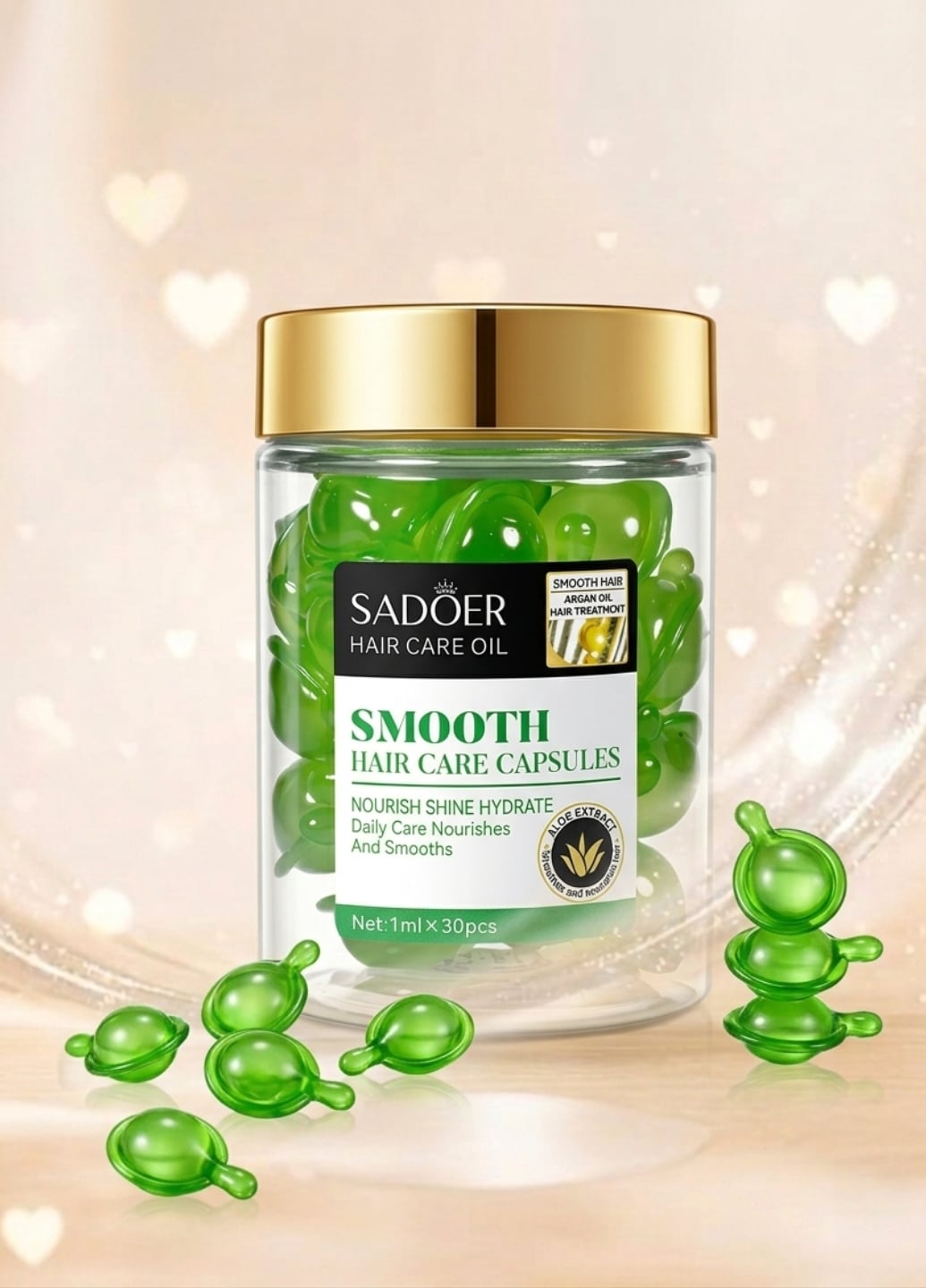 Поживні капсули для волосся з аргановою олією та алое вера Argan Oil Aloe Smooth Hair Care Capsules